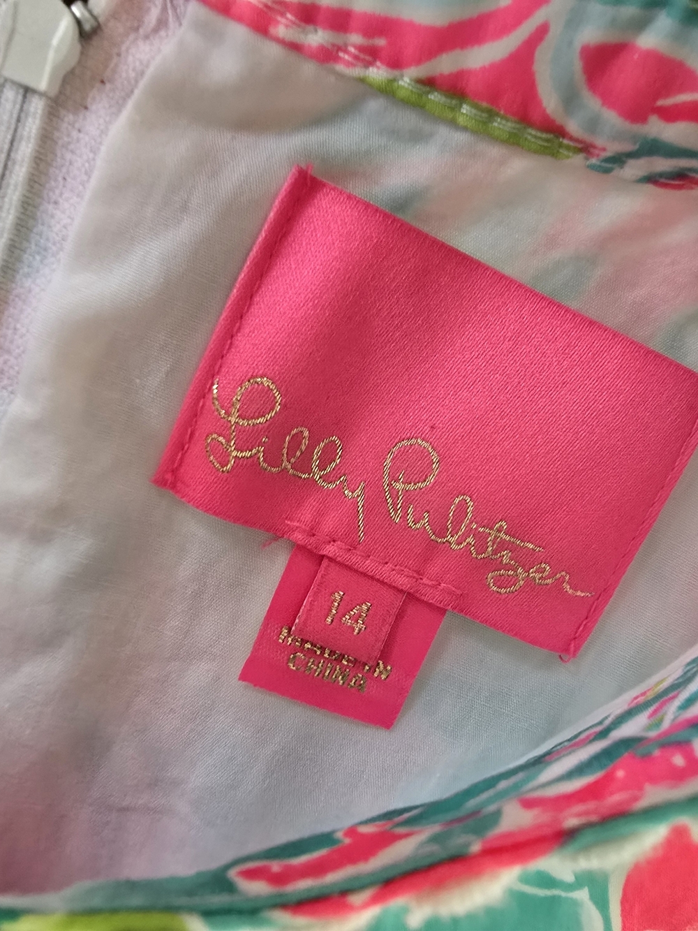 NWOT Lilly Pulitzer Floral Lace-Trim A-Line Dress with Matching Jewelry, Size 14 - Picture 10 of 16